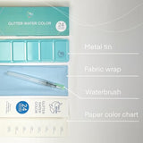 Art Whale Metallic Watercolor 24 Colors in Half-Pans with Waterbrush - Highly Pigmented Tin Box for Painters, Professionals, Beginners, Hobbyists, Art Whale
