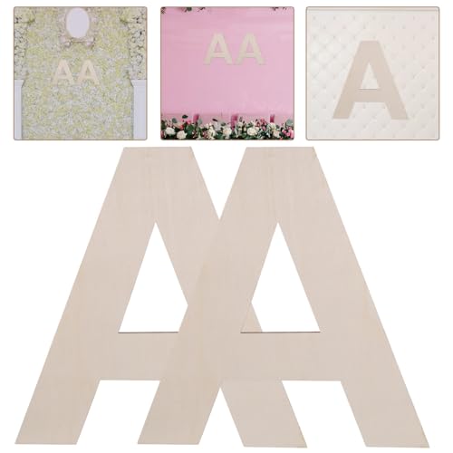 VOSAREA 2pcs Decor Unfinished Letters Cutouts DIY Sign Unfinished Wooden Letter Blank Craft Wooden Letters Wooden Craft Letter Sign Wooden Product VOSAREA