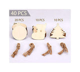 Wooden Christmas Ornaments DIY Round Unfinished Wood Pieces Slices Scrafts for Kids Tree Decoration Christmas Craft Supplies 40Pcs 3" Predrilled with TONAK