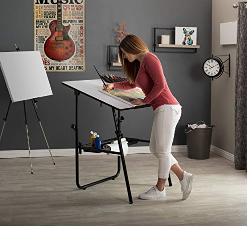 SD Studio Designs Ultima, Foldable Crafting Desk Top Angle and Height Adjustable Drafting Table, 42" W X 30" D, Black/White - WoodArtSupply