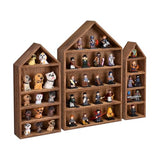 Ikee Design 3 Pcs Set House-Shaped Shelf Wooden Shadow Cubby Box Display Shelf Organizer Storage Display Shadow Box for Mini Figures,15 Compartments, Ikee Design