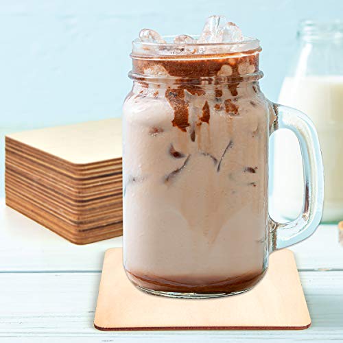 Coopay 40 PCS 6 inches Unfinished Wood Squares Natural Wood Slices Wooden Square Cutouts for Painting Writing Carving DIY Supplies, and Home Coopay