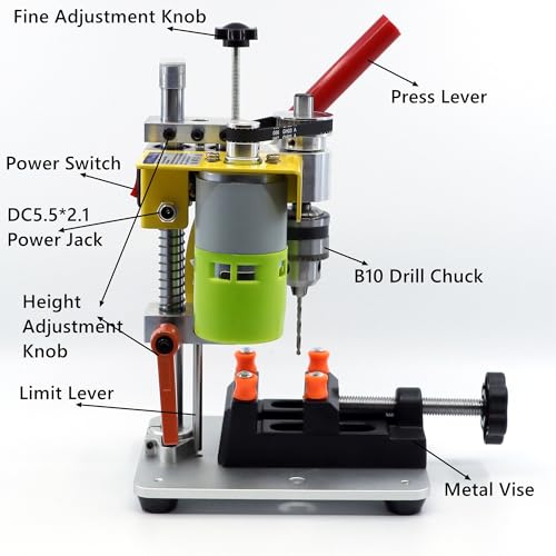 NovelLife Mini Drill Press Precision Benchtop Drilling Machine Elecric Portable Table Driller CNC 795 Motor B10 Chuck Metal Wooden DIY Jewelry Making - WoodArtSupply