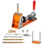 VEVOR 30 Pcs Pocket Hole Jig Kit, Adjustable & Easy to Use Pocket Hole Jig System with Step Drills, Wrenches, Drill Stop Rings, and Square Drive VEVOR