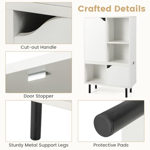 Giantex 5 Cube Stackable Storage Bookcase with Adjustable Shelves and Cabinets - WoodArtSupply