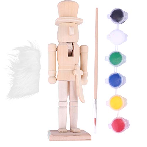 EXCEART Wooden Nutcracker Figures Wooden Unpainted Doll DIY Blank Paint Toy Christmas Nutcracker Soldier for Kids Gift DIY Craft Christmas Decoration