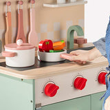 ROBOTIME Wooden Kitchen Playset for Kids Toddler, Wood Chef Pretend Play Kitchen Preschool Toy Kitchen Sets for Kids Boys Girls Ages 3 to 8 (Green) ROBOTIME