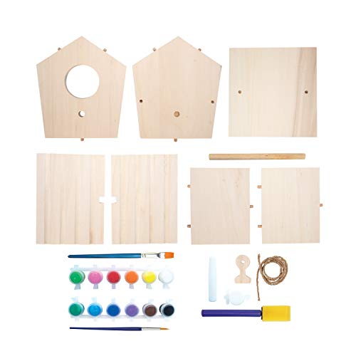 MindWare Make Your Own Birdhouse Kit - Wood Art Kit for Kids - Includes Pre-Cut Wood Pieces and Art Supplies to Assemble and Paint Your Own Bird MindWare