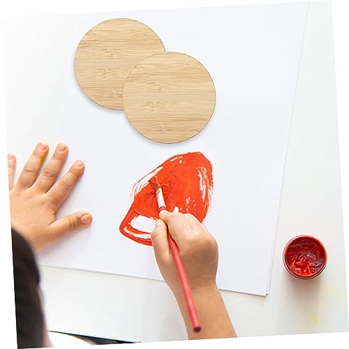 Tofficu 10pcs Round Bamboo Unfinished Circle Graffiti Bamboo Slices Unfinished Bamboo Slices Painting Materials Unfinished Round Chips DIY Graffiti Tofficu
