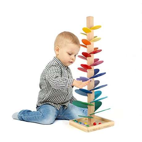Vomocent Wooden Music Tree Toy for Kids, Marble Ball Run Track Game for Toddlers, Marble Tree Educational Montessori Toy Boy Girl Gifts Vomocent