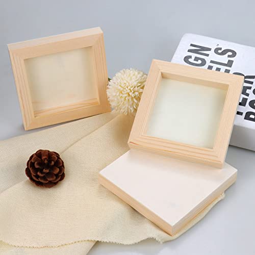 BILLIOTEAM 8 Pack Unfinished Square Wood Panels,4" x 4"/10cm x 10cm,Blank Wooden Canvas Cradled Painting Panel Boards for BILLIOTEAM