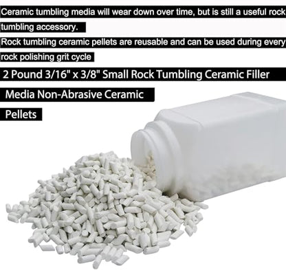 8 LBS Large Weight Rock Tumbler Grit Kit and Ceramic Tumbling Filler Media -Coarse/Medium Grit/Pre-Polished/Final Polish, Works with Any Rock - WoodArtSupply