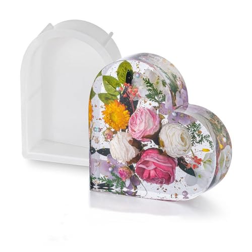 Heart Resin Mold Large, Heart Resin Molds Silicone 9.8 inch x 8.6 inch x 2 inch Large Epoxy Resin Silicone Molds for Flowers Preservation Resin Art BIGEBO