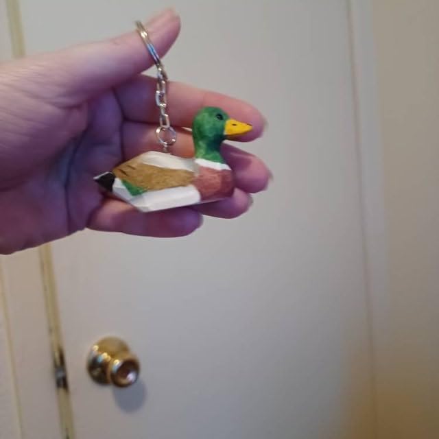 Selsela Raven Black Bird Crow Keychain Ring Hook Clip Charm Miniature Wood Mini Figurine Small Animal Selsela