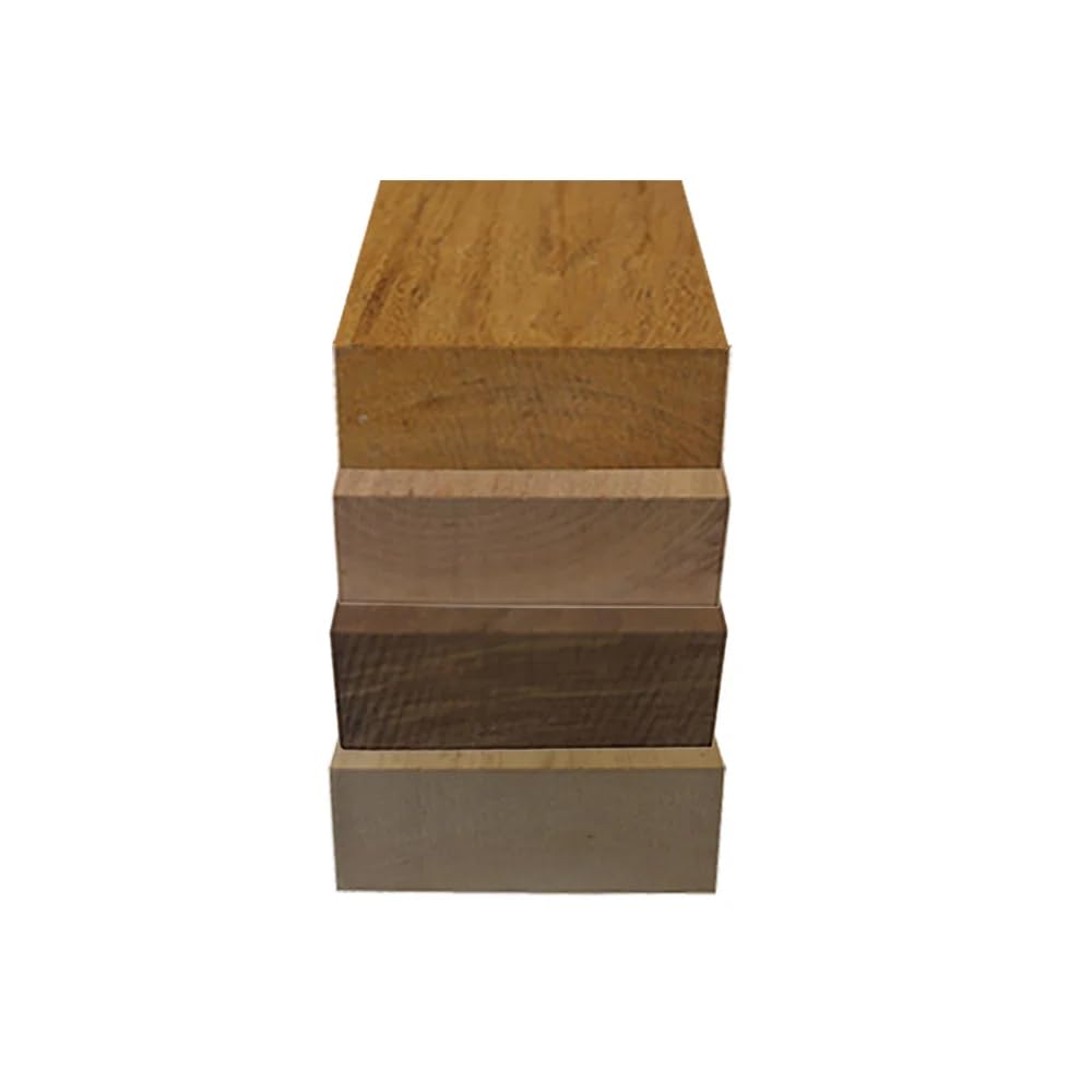 Exotic Wood Zone's Pack of 4 African Mahogany, Basswood, Cherry, Walnut Bowl Blanks 4" x 4" x 2" | Multi Species Hardwood Turning Wood Blocks