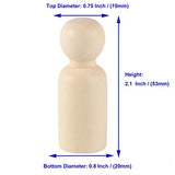 KOHAND 150 Pack Unfinished Wooden Peg Dolls, Natural Wooden Peg Doll Body, Wooden Peg Doll People for DIY Crafts, Wedding,Home Party Decoration KOHAND