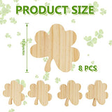 Whaline 8Pcs St. Patrick's Day Wooden Cutouts Unfinished Shamrock Shaped Table Signs Blank Shamrock Pine Wood Slice DIY Shamrock Tiered Tray Decor Whaline