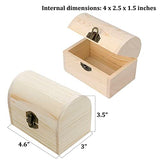 Hsiwto Plain Unfinished Wood Box, Unpainted Wooden Jewelry Box DIY Craft Storage Treasure Chest Toy Case Hsiwto