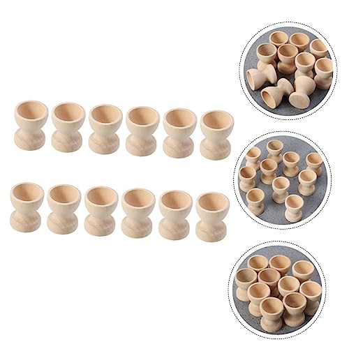 Zerodeko 12pcs Hand Painted Egg Tray Easter Egg Cup Unfinished Egg Cup Easter Egg Holders Montessori Egg Cup Toy Egg Holder for Boiled Eggs Egg Zerodeko
