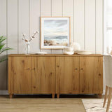 WAMPAT Sideboard Buffet Cabinets, 70.8" Wood Coffee Bar Cabinet with 4 Doors, Set of 2 Kitchen Storage Cabinets with 6 Compartments, Modern Credenza WAMPAT