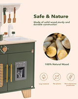 ROBOTIME Play Kitchen with Pretend Ice Cube Dispenser for Toddler, Wooden Kids Kitchen Play Set, Toy Kitchen Set for Kids Age 3 4 5 6 7 (Vintage ROBOTIME