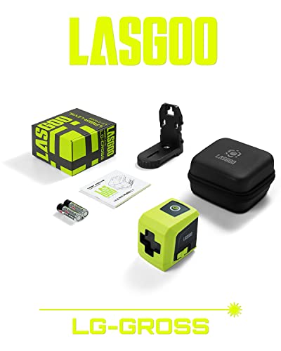 LASGOO Laser Level Self Leveling, Green Cross Laser Line with Vertical and Horizontal for Picture Hanging and Construction, Magnetic Rotating Stand - WoodArtSupply