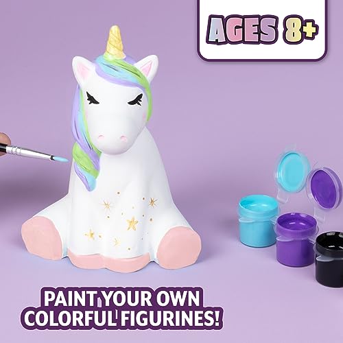 TULIP All-in-One Daydream 2 Figure Ceramic Painting Kit, Unicorn & Rainbow Value Pack, 2 Paint Your Own Figurines 12 Paints, 2 Paintbrushes, Kids TULIP