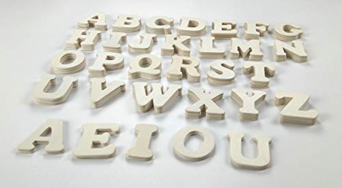 Kang&Chang Wooden Letters,Wooden Alphabet Letters,Unfinished Wood Letters for Crafts,DIY,Decoration,1.75 Inch,114 pcs Kang&Chang