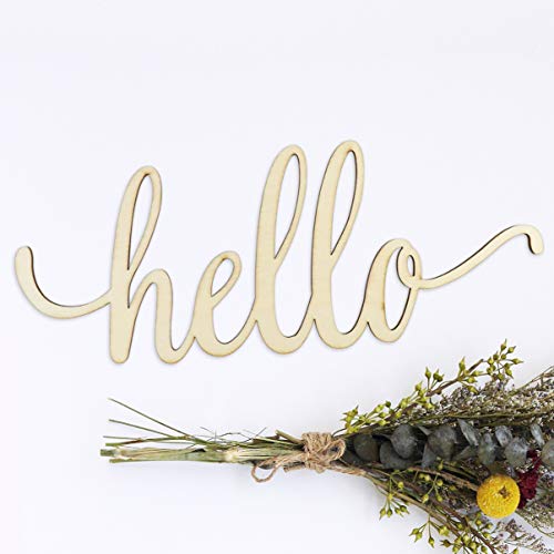 BESPORTBLE 1PC Hello Wood Sign Wooden Hanging Decorative Sign Unfinished Vintage Decorative Welcome Door Sign Plaque for Home Office Store Shop Hotel