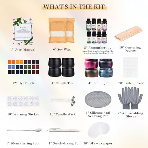 Haccah Complete Candle Making Kit,Candle Making Supplies,DIY Arts and  Crafts Kits for Adults,Beginners,Kids Including Wax, Wicks, 6 Kinds of  Scents,Dyes,Melting Pot,Candle tins