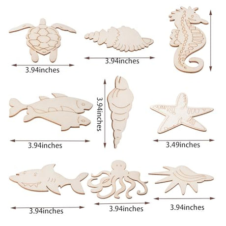 Unfinished Blank Wooden Cutouts Craft for Kids,Suit for Children's Painting DIY Room Decoration Gift Giving Surprise (54Ocean) Jsehchya