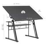 STUDIO DESIGNS Zenith Craft Desk Drafting Table, Top Adjustable Drafting Table Craft Table Drawing Desk Hobby Table Writing Desk Studio Desk, Black, SD STUDIO DESIGNS