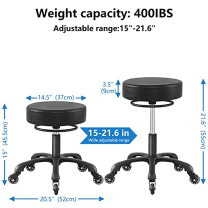 Swivel Rolling Stool Chair Aesthetic Work Chair Stool for Spa Massage Manicure Shop Larger Seat Heavy Duty (400lb Load Capacity) - WoodArtSupply