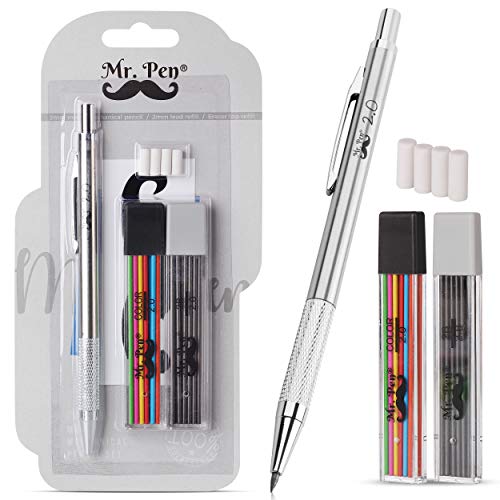 Mr. Pen- Mechanical Pencil, Metal, 2mm for Drafting, Drawing, Lead Holder, Thick Mechanical Pencil Mr. Pen