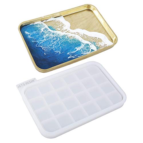 LET'S RESIN Resin Tray Mold,Rectangle Rolling Tray Molds for Resin,Sturdy Silicone Tray Molds with Edges,Large Rolling Tray Molds for Epoxy - WoodArtSupply