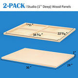 Falling in Art Unfinished Birch Wood Panels Kit for Painting, Wooden Canvas 2 Pack of 24 x36 Studio 1’’ Deep, Cradle Boards for Pouring, Art, Crafts, Falling in Art