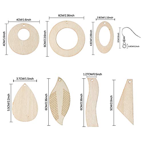  Hicarer 100 Pieces Unfinished Wood Earring Blanks with Hole  Wooden Teardrop Earrings for DIY Jewelry Making Christmas
