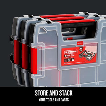 CRAFTSMAN Storage Organizer, Small Parts Organizer, 3-Packs with 10-Compartments, Lid Includes Secure Latch (CMST60964M)