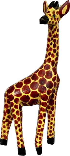 Shophaven 8" African Giraffe Wood Statue, Giraffe Wooden Art, Hand Carved Wood Decor, Giraffe Sculpture, Handmade African Art, Africa Wood Carvings, Animal Wood Art