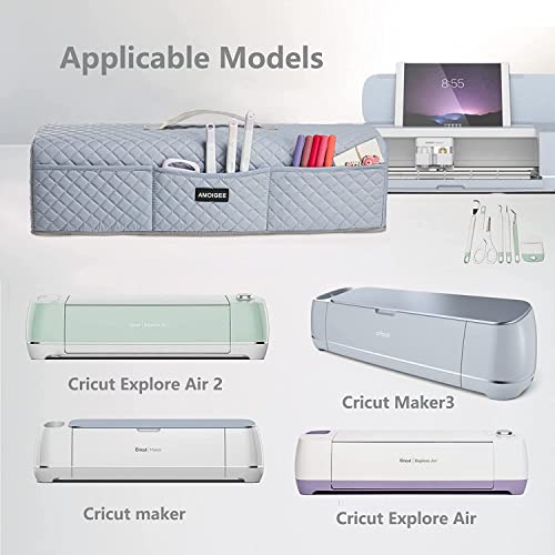 AMOIGEE Padded Dust Cover Compatible with Cricut Maker, Cricut Maker 3, Explore Air 2, Cricut Explore 3 Machine, with Pockets for Cricut Suppliers AMOIGEE