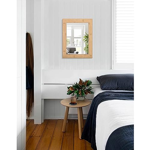 Wall Mounted Rustic Wood Frame Rectangles Mirror Antique Wall Mirror for Farmhouse Vanity Bedroom Bathroom Living Room Entryway Wall Decor Vertical