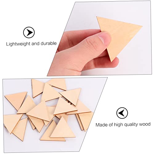 VILLFUL 60pcs Triangular Wood Chips Wooden Shapes for Crafts Unfinished Wooden Triangular Slices Triangles Wood Shapes Wooden Gift Tag Unfinished VILLFUL