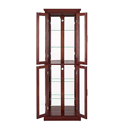 KeDiDo 70" Modern Curio Cabinet with Glass Doors and 6 Adjustable Shelves - WoodArtSupply