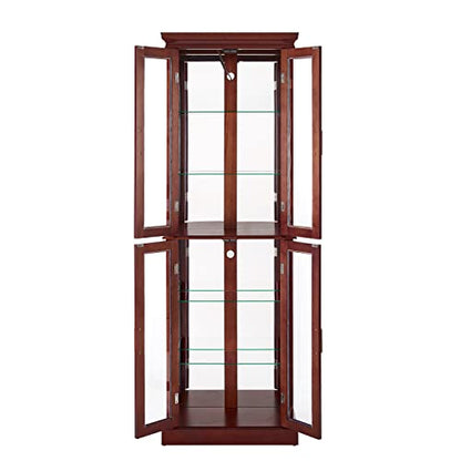 KeDiDo 70" Modern Curio Cabinet with Glass Doors and 6 Adjustable Shelves - WoodArtSupply