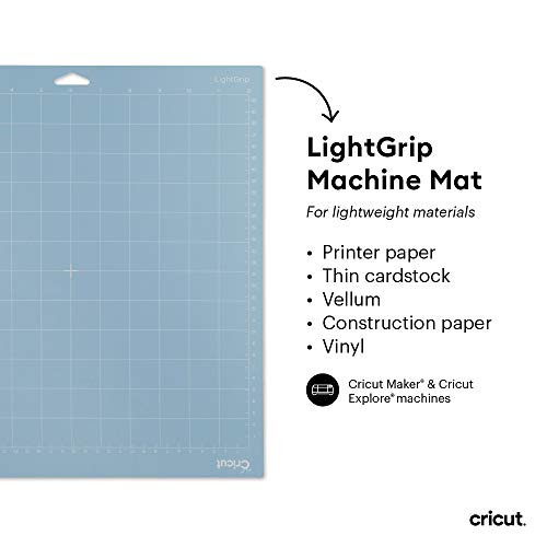 Cricut LightGrip Cutting Mats 12in x 12in, Reusable Cutting Mats for Crafts with Protective Film, Use with Printer Paper, Vellum, Light Cardstock &