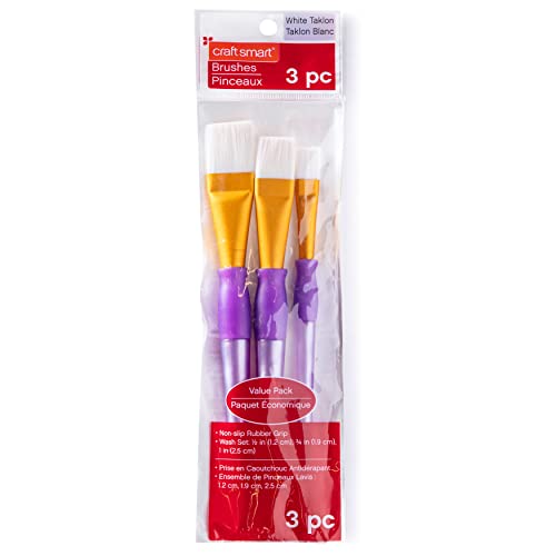 White Taklon Wash 3 Piece Brush Set by Craft Smart® - WoodArtSupply