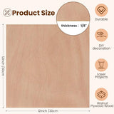 Barydat 12 Pcs 12" x 12" Walnut Cherry Wood Plywood 1/8" Plywood Sheets Walnut Plywood Wood Crafts Unfinished Thin Wood 3 mm Plywood for Laser Barydat