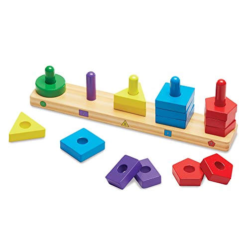 Melissa & Doug Stack and Sort Board - Wooden Educational Toy for age 2+ years With 15 Solid Wood Pieces Melissa & Doug