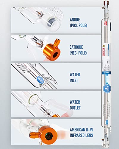 OMTech 40W CO2 Laser Tube for Laser Engraver & Cutter Machine, 720mm 50mm Dia Laser Cutter Tube with Borosilicate Glass 6000hr MTTF, Laser Cutting - WoodArtSupply