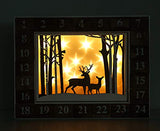 BRUBAKER Reusable Wooden Advent Calendar to Fill - White Winter Landscape with LED Lighting - DIY Christmas Calendar 13.98 x 2.36 x 10.63 inches BRUBAKER